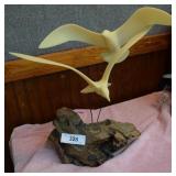 John Perry driftwood & resin bird statue