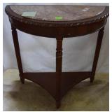 Demi-lune entry table, marble overlay, fluted