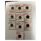 Ten consecutive date Indian head pennies