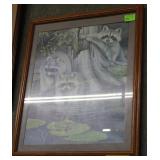 Framed Raccoon print Kruirey 21.5" x 17.5"