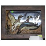 Wood carved duck mirror