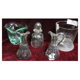 Lion flint glass vase, three glass with sterling