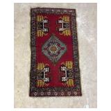 Burgundy & yellow prayer rug 21"x 40.5"