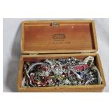 Lane Cedar chest jewelry box with costume jewelry