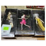 3 Ladies with elegance collection glass ornaments