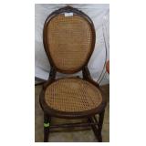Antique ladies sewing rocker w/ cane back & seat