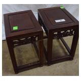 2 solid Mahogany Asian end tables