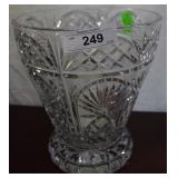 Lg. ornate pressed glass vase w/ flared base,