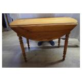 Pine drop leaf dining table, turned legs, farm
