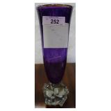 Purple swirl art glass w/ blown glass base,