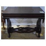 Walnut Victorian entry table, fret work base,