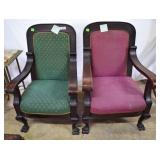 Pr. Victorian solid wood arm chairs