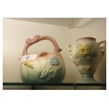 Hull floral bow basket & petite marigold vase