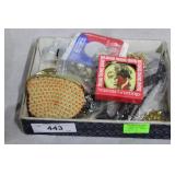 Ladies costume jewelry, coin purse & compacts
