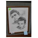 James Dean portrait pencil print 21.5" x 17.5"