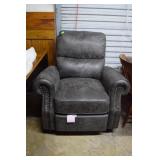 Faux Suede leather recliner, gray tone finish,
