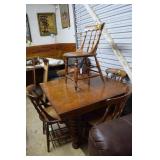 Oak dining table, 5 spiral turned legs, 5 Oak