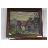 Oil on board of Country farm scene 20"x 24"