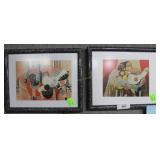 Pair complementary abstract prints 12.5" x 15.5"