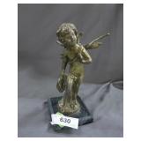 Winged Boy Walking, cast metal w/ aged patina,