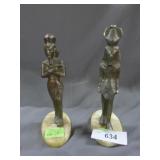 Egyptian figs., cast metal w/ copper patina on