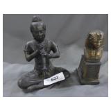 Cast Metal Figs., 1- Sphinx w/ copper patina, 1-