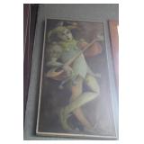 Mid Century acrylic on canvas of musical jester
