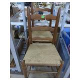 Pair of high back woven seat bar stools