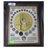 Framed United States 20th Century coins