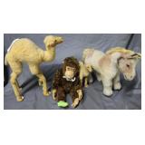 Four Mohair animals - two camels, horse & monkey