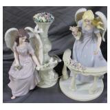 Two winged angel porcelain figures - bone at