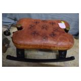 Camel stool custom with rockers  leather sear and