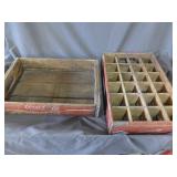 2 vintage Coke crates, 1- 24 bottles, 1- 4 six