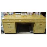 Henredon Scene Two Burl oak veneer nine drawer