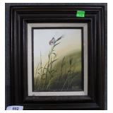 Newton framed acrylic on canvas of butterfly