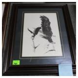 Framed & glazed Eagle lithograph 21.5" x 17.5"