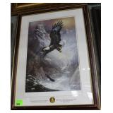 Framed Eagle print signed Ted Blaylock
