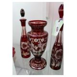 Three ruby cut to clear pcs: two stoppered