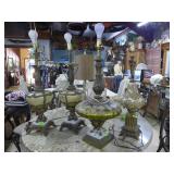 Four mid century gothic table lamps