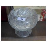 Brilliant cut crystal punch bowl on stand 11.2" H