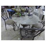 48 in granite top tableScrolled metal legs w/