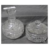Cut crystal vase & covered dish