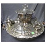 Unique silverplate rotating warmer tray with