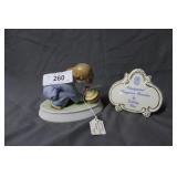 Zsolnay sign, & sleepy child Zsolnay figure