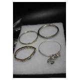five sterling bracelets, Alex & Ani bracelet,  ste