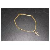 14kt Bracelet With Cross Charm - 1.2gtw
