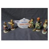 Four Hummel kids & Hummel figure sign