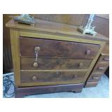 Primitive 3 drawer dresser w/ hidden bottom