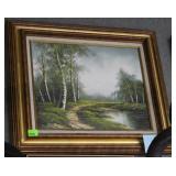 Acrylic on canvas of birch trees 23.75" x 27.5"