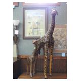 2 Leather constructed giraffes27 in. hi, 47 in